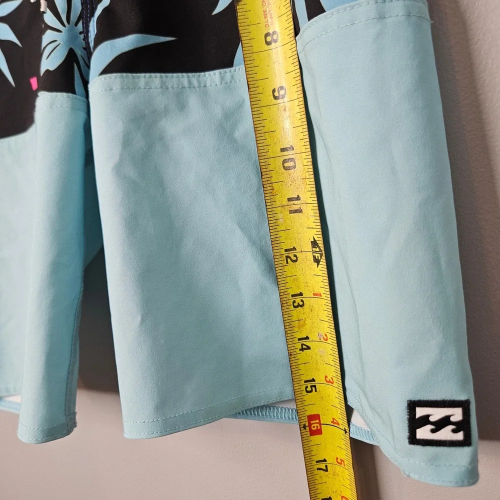 Billabong Recycler Tribong Pro Board Shorts Boys 23 Blue Floral Palm Swim Trunks